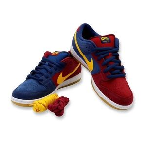 NIB Nike SB Dunk Low Size 10 Barcelona Red Wine Navy Blue Yellow Burgundy (Men's